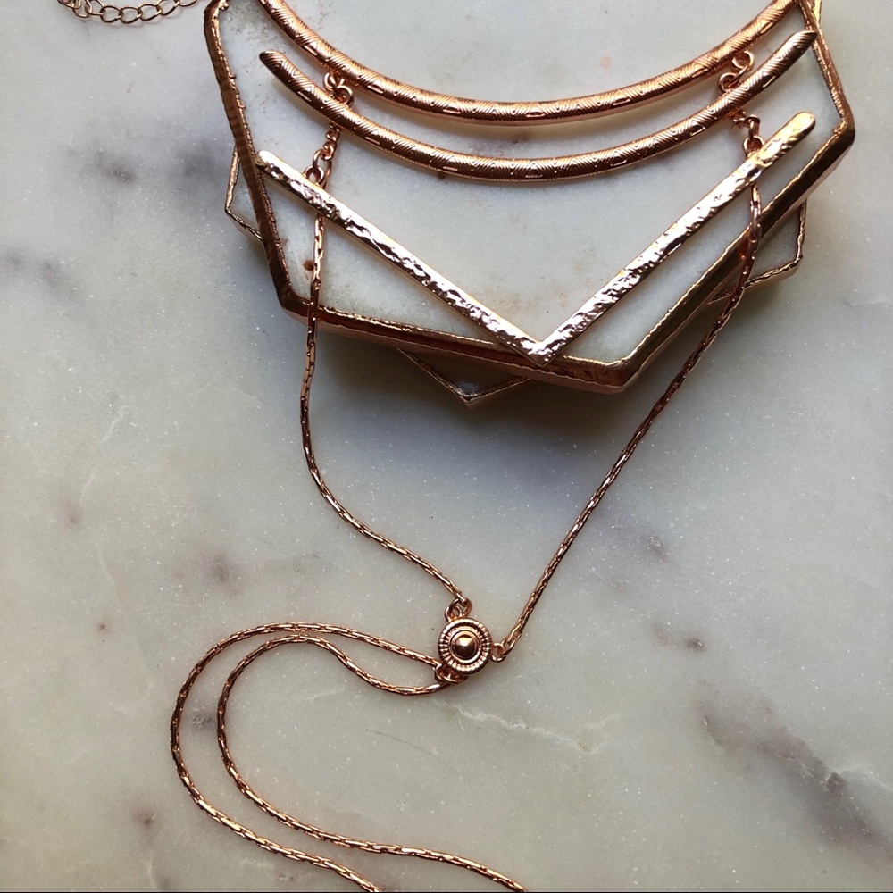 🆕Rosegold Lariat Necklace & Earrings set